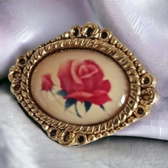 Jewelry - Vintage Camco Rose Pin, "God's Love is with you . Always" signed